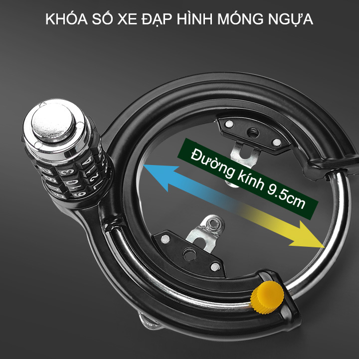 Khóa số chống trộm xe đạp hình móng ngựa, loại 4 mã số cố định, không thay đổi được