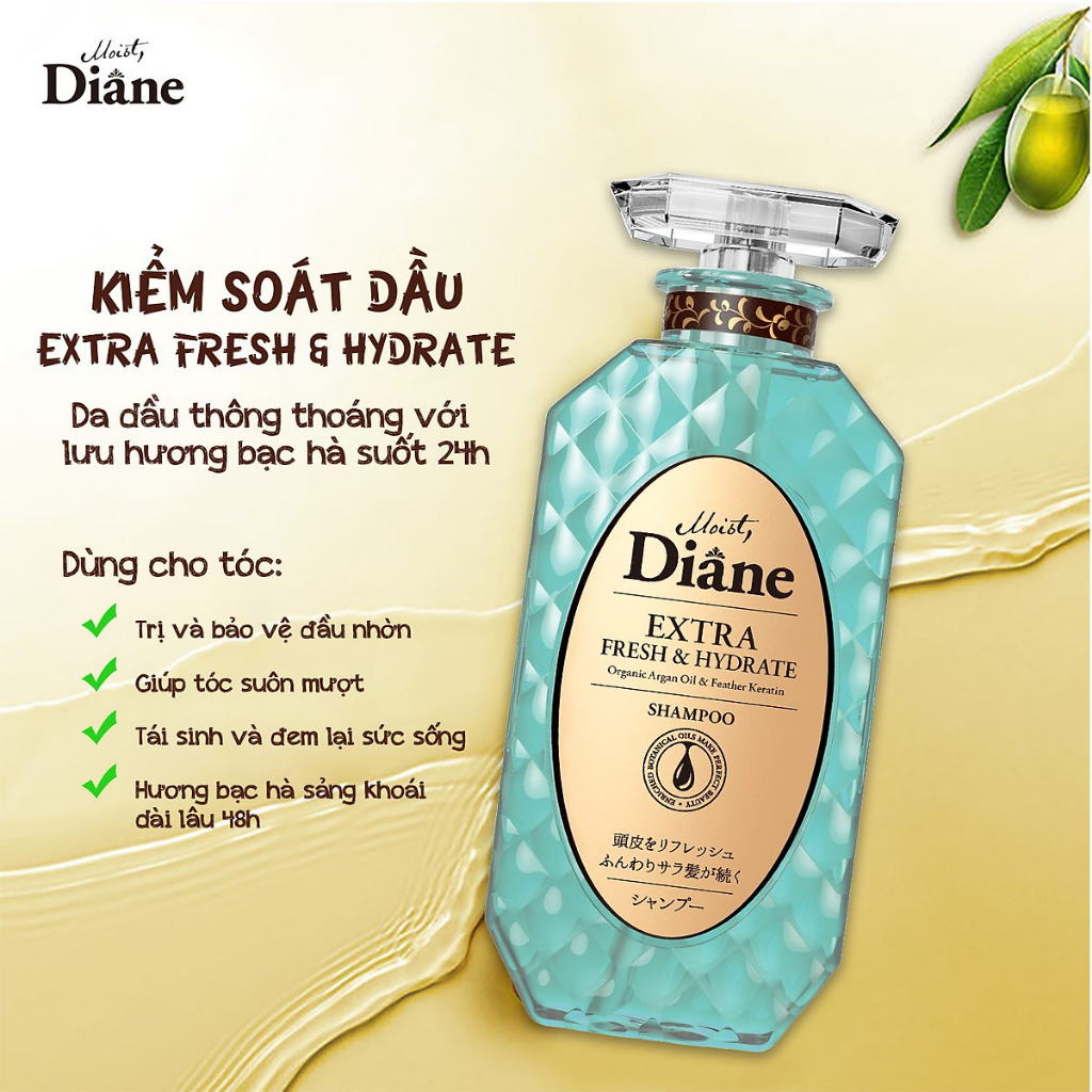 Dầu gội kiểm soát dầu, chống gàu Moist Diane Extra Fresh & Hydrate Nhật Bản 450ml