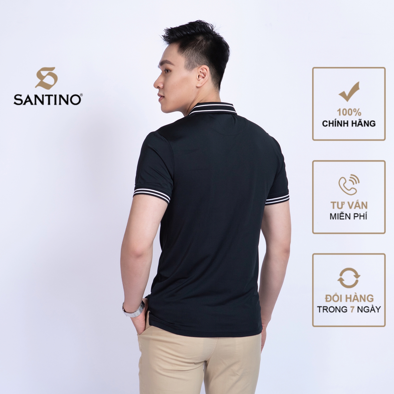 Áo thun POLO nam ngắn tay cổ bẻ Santino chất liệu thể thao co dãn, dáng slim trẻ trung năng động TSP385B861