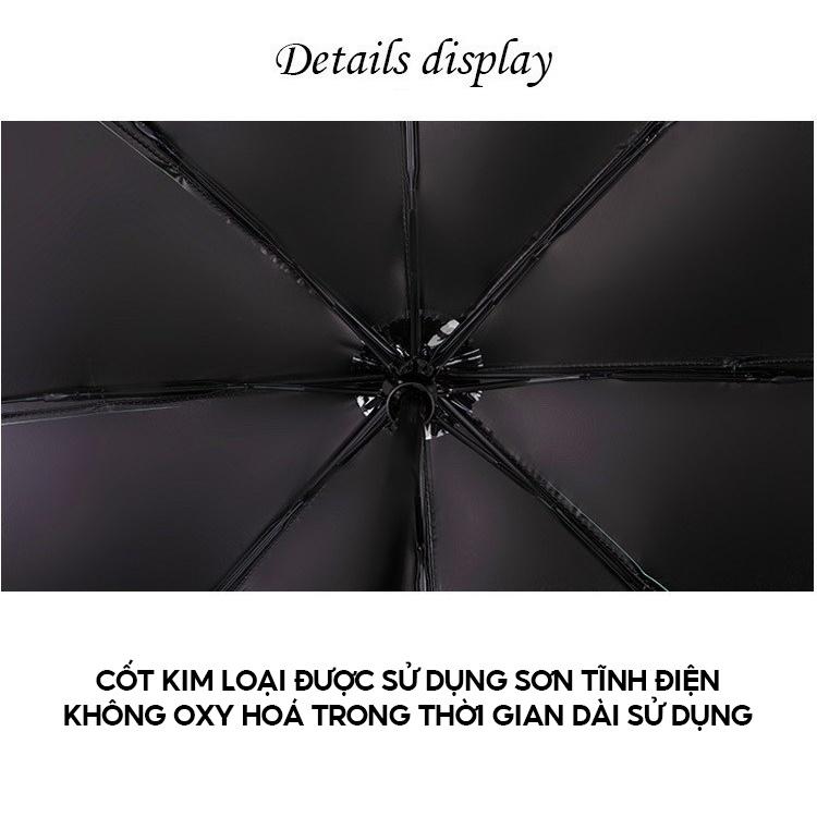 Ô Dù 8 Xương Tráng Nhựa Đen Chống Nắng Chống Tia Uv In Hoạ Tiết Nhỏ