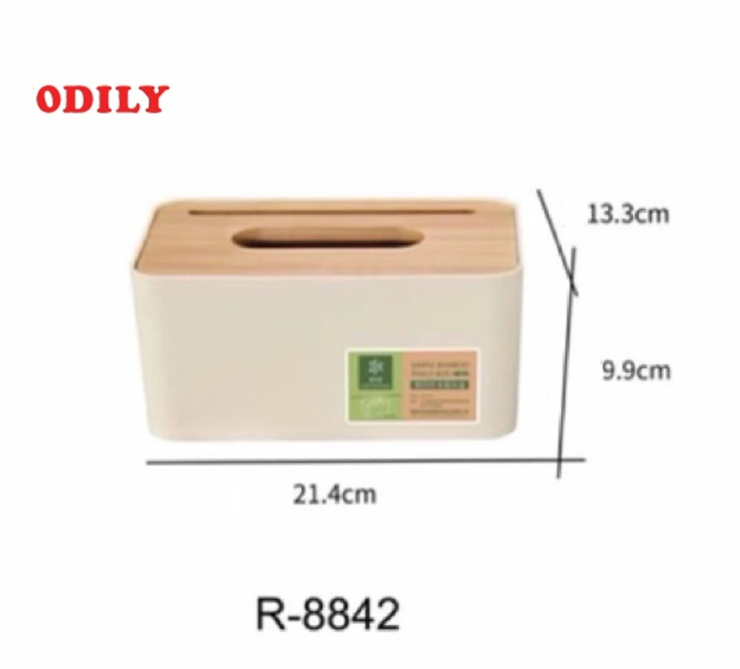 Hộp Giấy Ăn odily Thân Nhựa Mặt Tre Sang Trọng Đựng Giấy Tròn, Giấy Vuông, Giấy Chữ Nhật