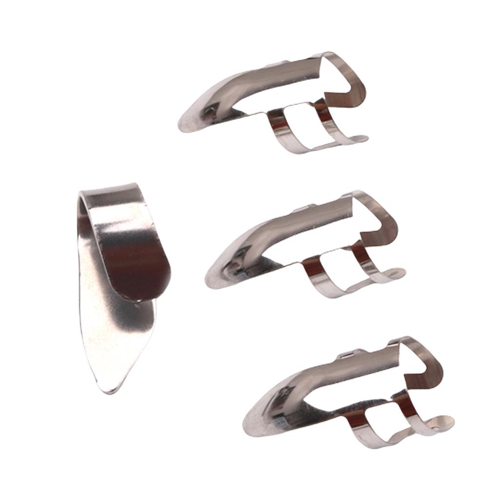 4pcs Finger Picks Stainless Steel Guitar Finger Picks & Thumb Pick Set