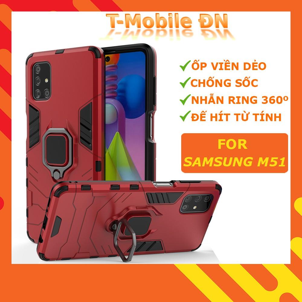 Ốp lưng cho Samsung M51 iron man chống sốc kèm nhẫn xoay chống xem video bảo vệ camera