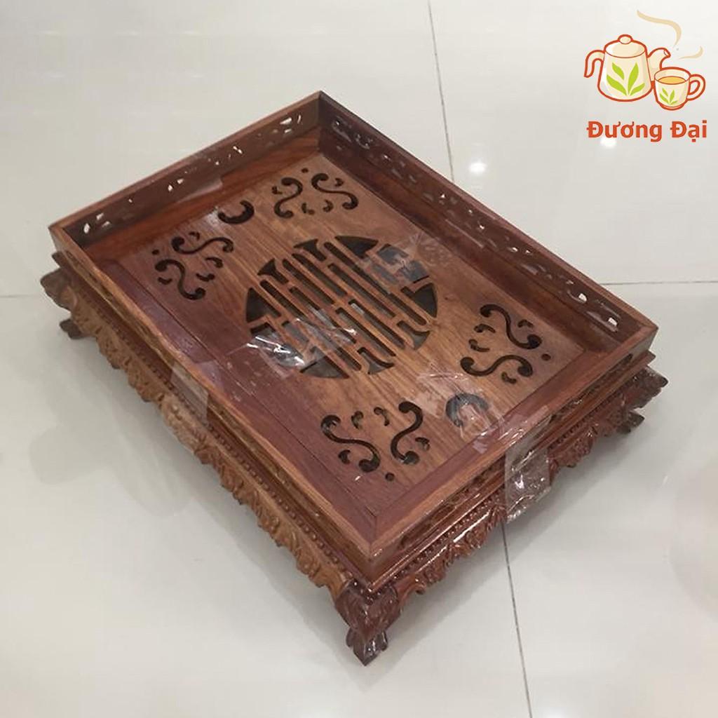 Khay trà chân quỳ gỗ cẩm lai để bàn phòng khách