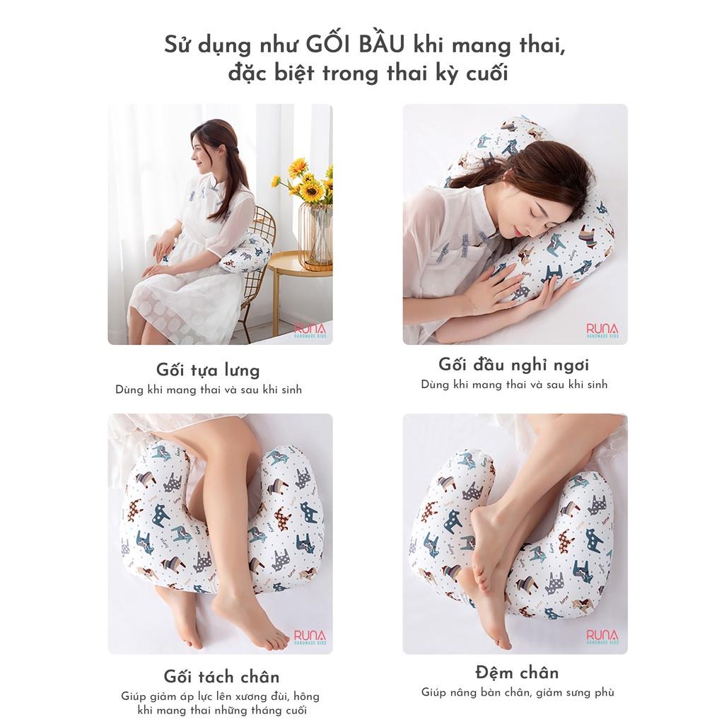 Gối cho con bú RUNA KIDS chất liệu Satin cao cấp giúp bé bú thoải mái đúng tư thế an toàn cho bé