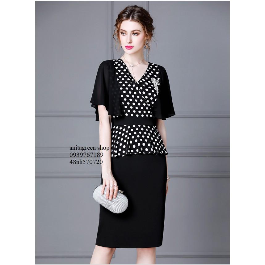 Nh570720-ĐẦM BODY PEPLUM CHẤM BI