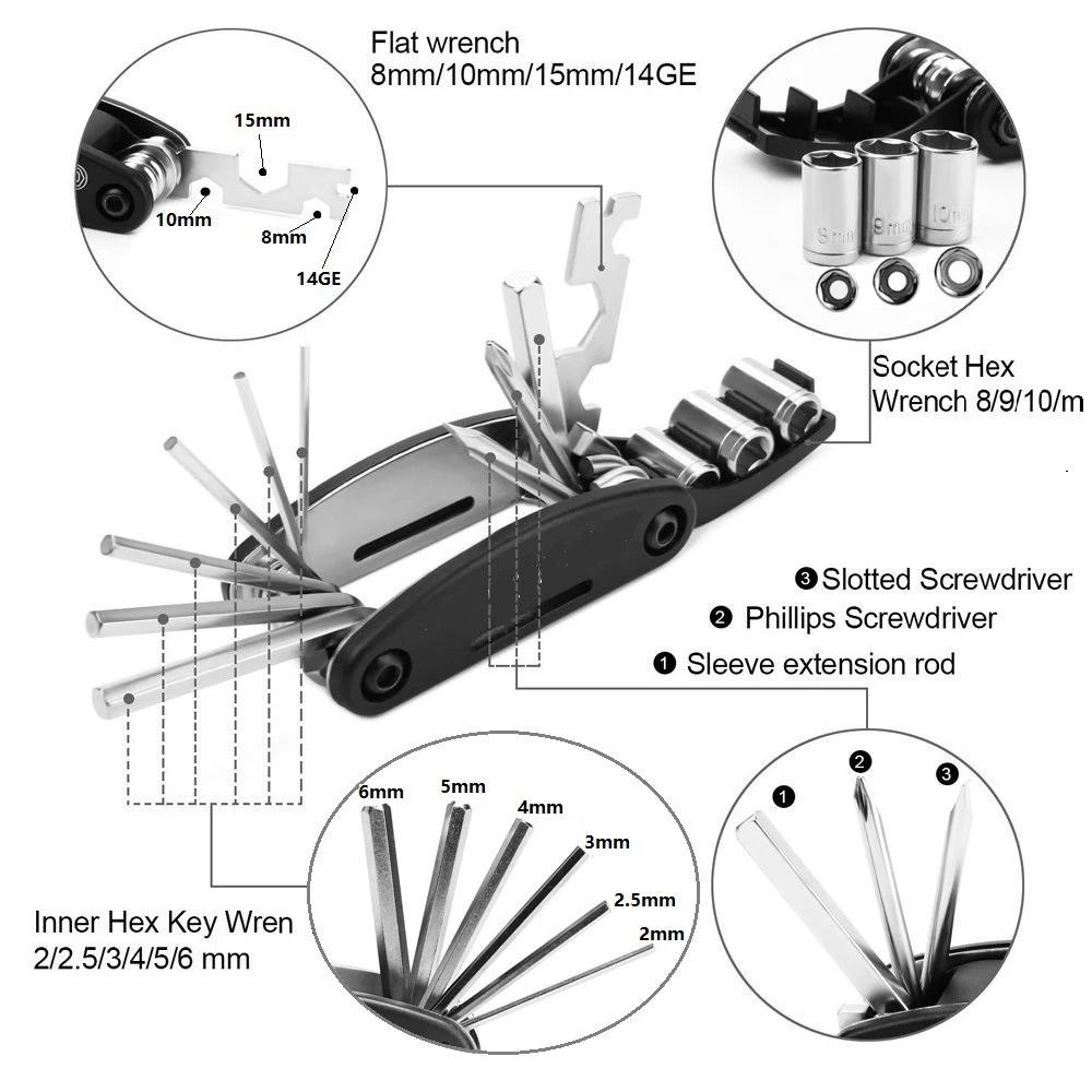 Bộ dụng cụ sửa chữa cho xe đạp MTB 15 in 1 nhỏ gọn tiện lợi