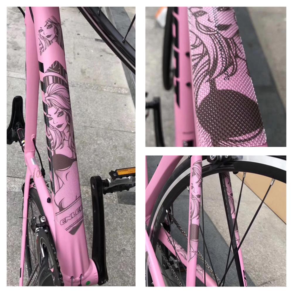Hình dán decal trên khung xe đạp, chống trầy xướt, trang trí
