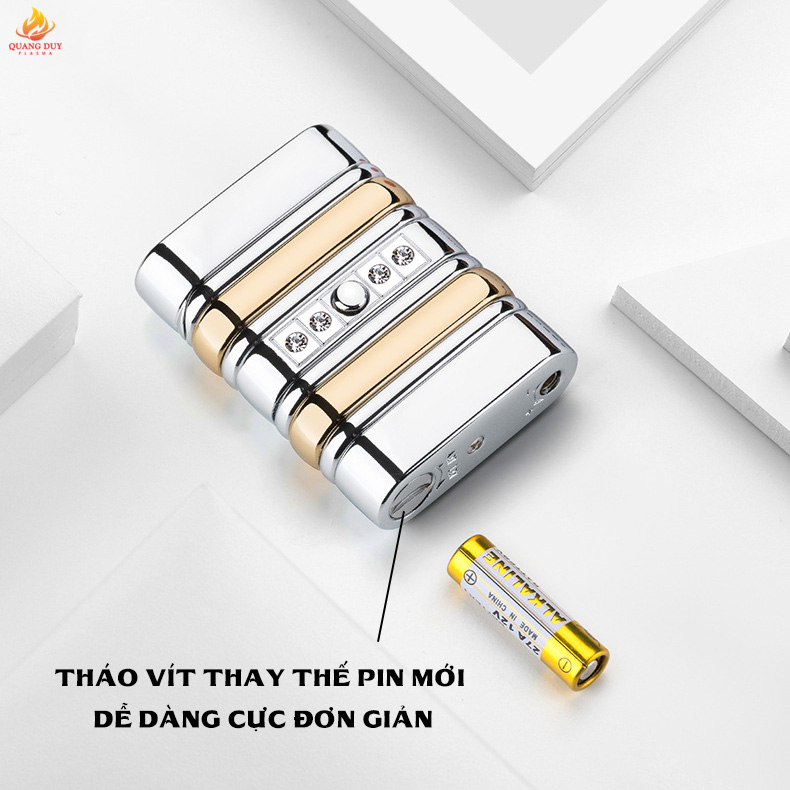 Hột quẹt khò lửa đỏ sử dụng gas tích hợp pin rời thiết kế sang trọng