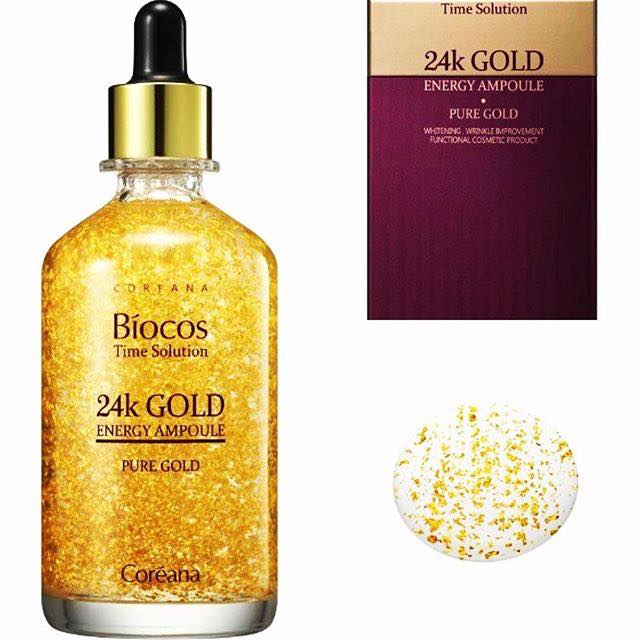 Tinh chất vàng đậm đặc giúp trẻ hoá da Coreana Biocos 24K Gold Energy Ampoule (Pure Gold) 100ml