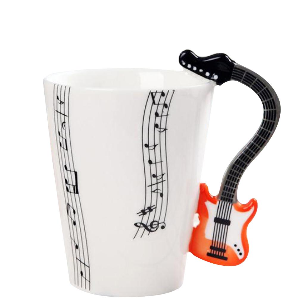 Musical Guitar Mug Drink Tea Milk Coffee Mug Ceramic Cup Black Freedom