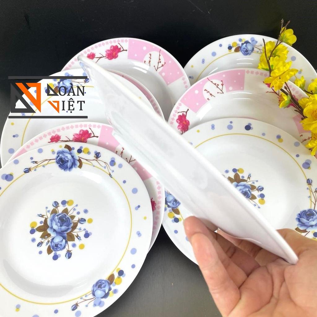 Dĩa MECA CẠN - HÀNG VIỆT NAM CHẤT LƯỢNG CAO, hoa văn sang trọng NHIỀU SIZE , MÀU XANH, HỒNG