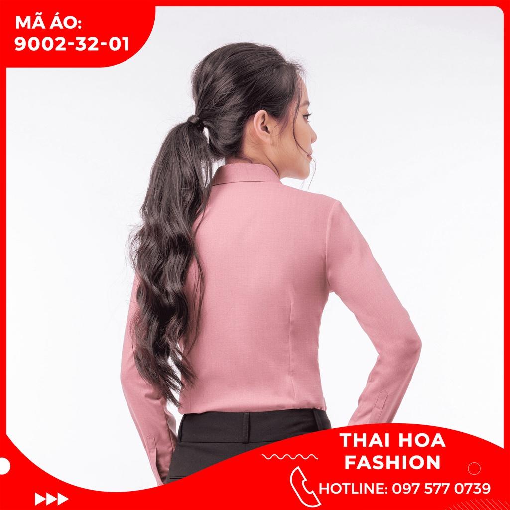 ÁO SƠ MI NỮ THÁI HÒA PHONG CÁCH CÔNG SỞ 9002- 32-01 MÀU HỒNG DÀI TAY