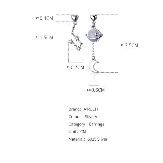 Khuyên tai bạc Ý bất đối xứng lạ mắt G6187 - AROCH Jewelry