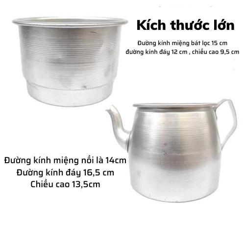 ấm phin pha cà phê nhôm giày lọc ủ cà phê 100-200 gram có ấm và vòi rót tiện lợi cao cấp đảm bảo sử dụng tại nhà