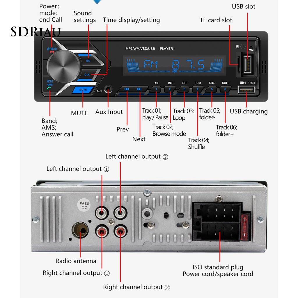*QCDZ* 12V Universal 7 Colors Light FM Radio Player Portable Dual Bluetooth Handsfree Stereo USB MP3 Music Player for Car Center Control Modification