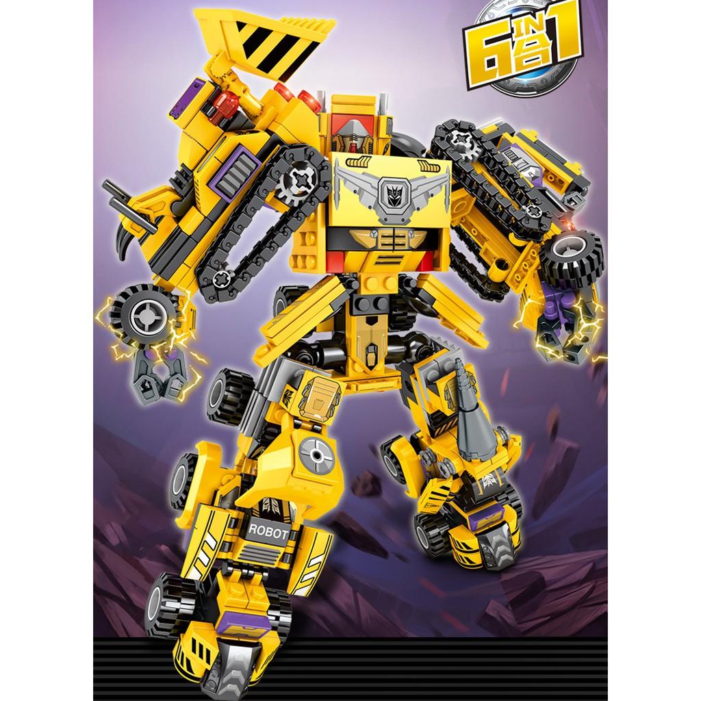 Đồ chơi lắp ráp Robot Xây dựng 6 trong 1 - Robot Transformer Sembo Block 103111 - Đồ chơi Lego 587 mảnh ghép