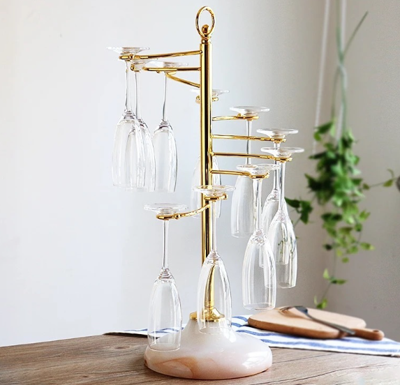 Giá Treo Ly Rượu Vang Xoắn Hợp Kim Mạ Vàng Tĩnh Điện Cao Cấp - Hàng Nhập Khẩu