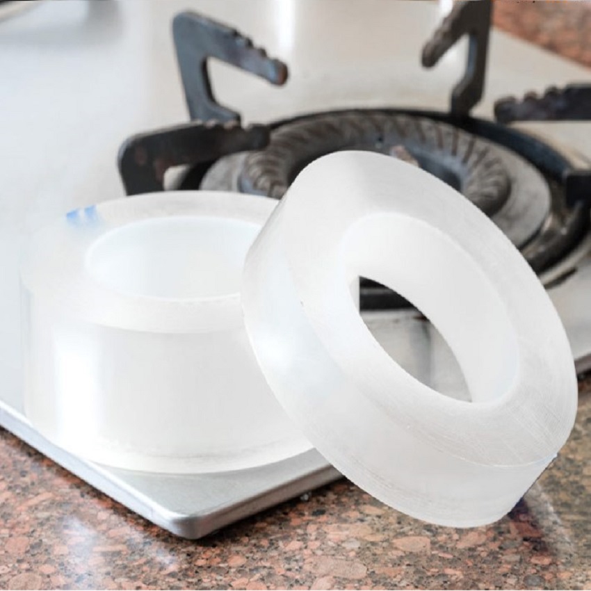 Băng keo chống thấm nước nhà bếp, nhà tắm, nhà vệ sinh trong suốt 5cm x 5m keo dày 0.8mm. Tặng kèm dao cắt