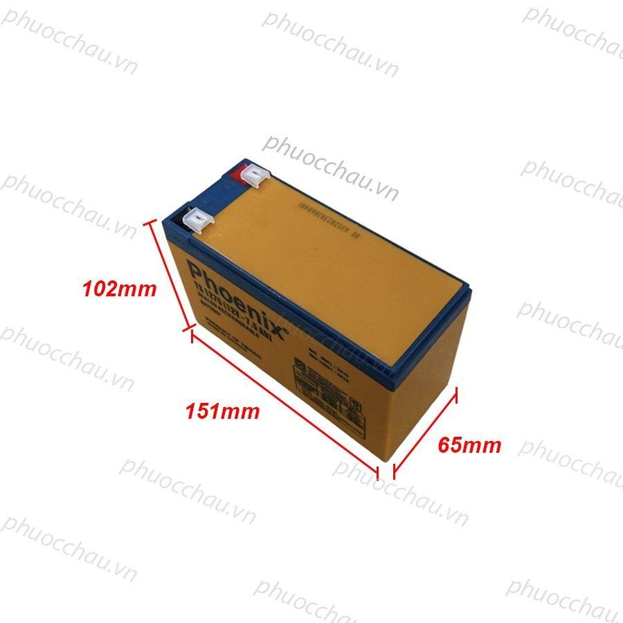Bình Ắc Quy Khô PHOENIX TS1275 12V - 7.5AH Dùng Cho UPS, Loa Kéo, Bình Phun Thuốc Sâu, Cửa Cuốn