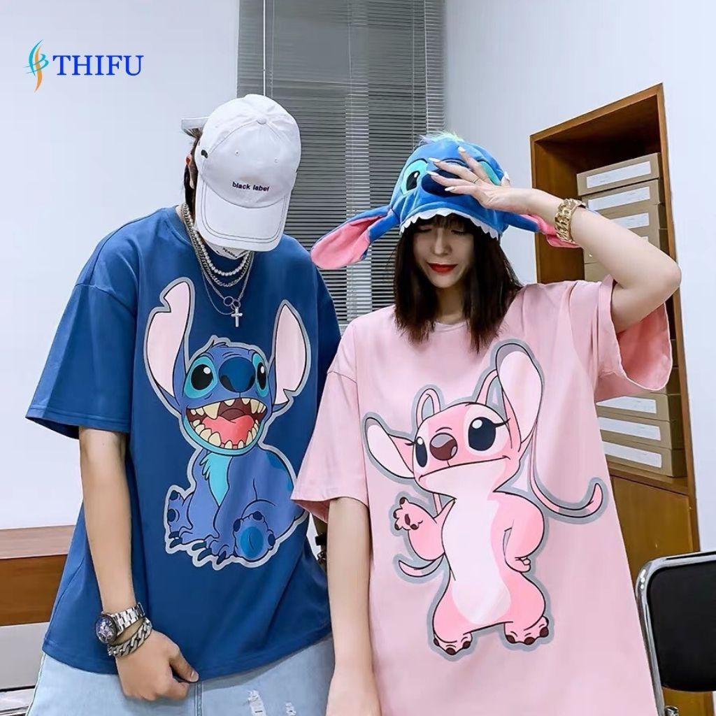 Áo Thun THIFU FASHION Tay Lỡ Hoạ Tiết Hình Stitch Dễ Thương- Chất Liệu Cotton, Thấm Hút Tốt Phù Hợp Cho Cả Nam Và Nữ