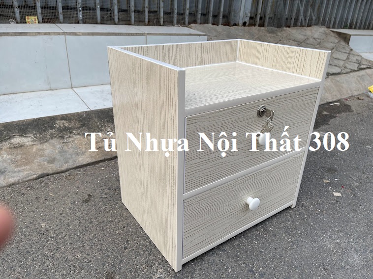 Tủ, Kệ Đầu Giường Nhựa Đài Loan Cao 45,5cm Ngang 43cm Sâu 31cm Màu Gỗ Sồi K193