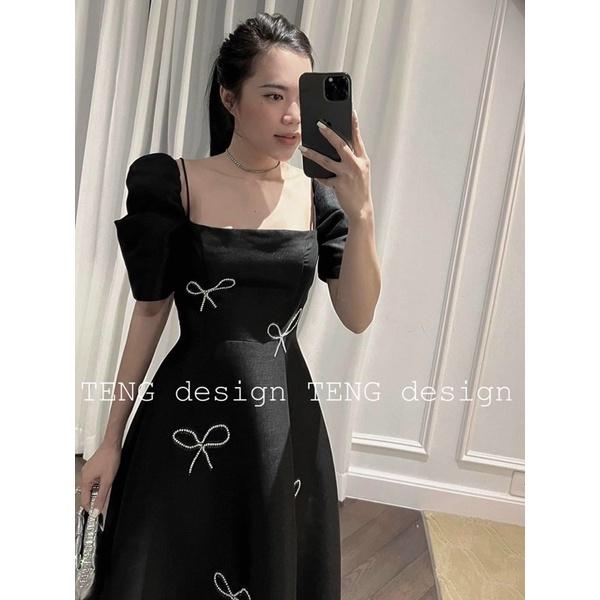 VÁY TAFTA DÁNG DÀI ĐÍNH NƠ SANG CHẢNH