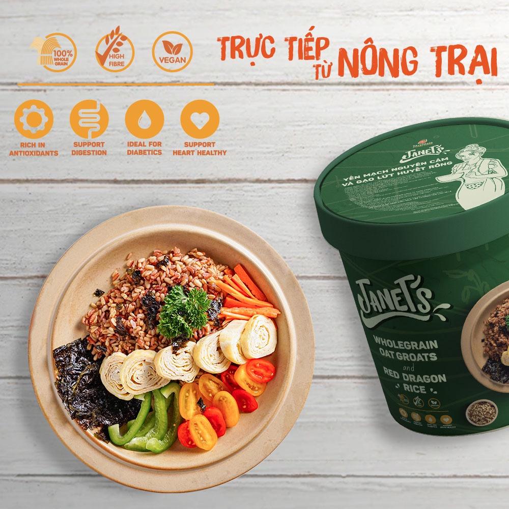 Yến mạch nguyên cám và gạo lứt huyết rồng Janet's 500g