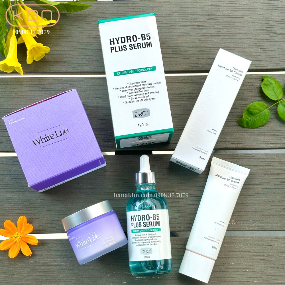 Combo 3 sản phẩm kem dưỡng White Lie + serum Hydro B5 + kem chống nắng Ultimate Moisture BB Cream
