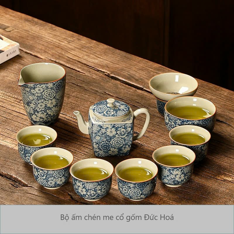 Bộ ấm chén men giả cổ gốm Đức Hoá