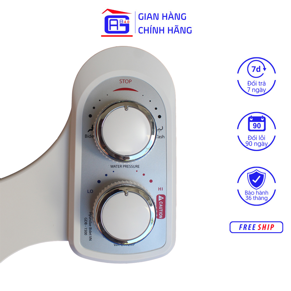 Thiết Bị Vệ Sinh Hyundae Bidet GDB-1500  Hai Vòi Xịt Vệ Sinh Thông Minh Nước Nóng - Lạnh Tự Lắp Đặt Không Tốn Thời Gian