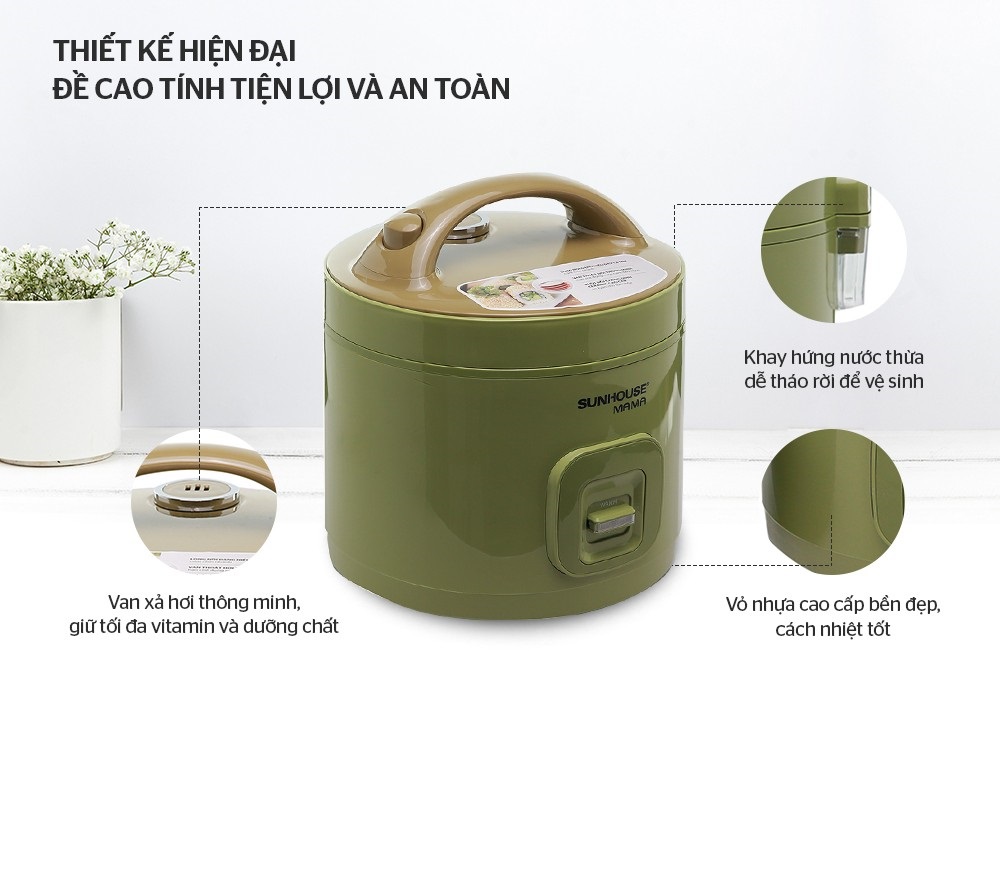 Nồi Cơm Điện 1.2L Sunhouse MaMa SHD8265 - Màu Ngẫu Nhiên - Hàng Chính Hãng