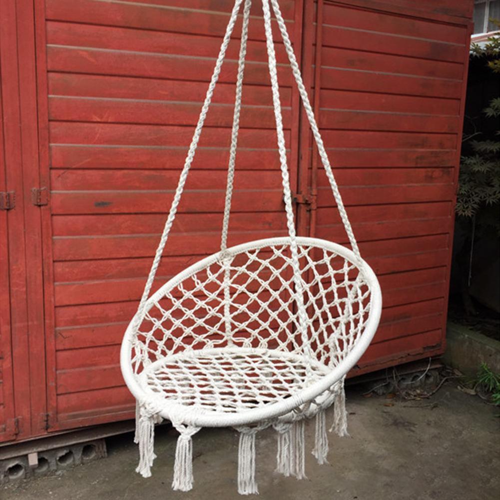 Bắc Âu Võng Ghế Tay Cotton Dây Trong Nhà Ngoài Trời Treo Ghế Trẻ Em Đầm Ngủ Người Lớn Đu Treo Ghế Võng Màu Be
