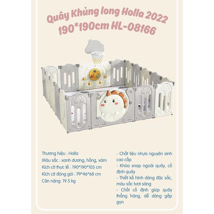 Bộ Quây Cũi Nhựa Trơn Kèm Đồ Chơi Holla Khủng Long HL-08166 cho bé size 190*190cm - Tặng kèm thảm và bóng mẫu 2023