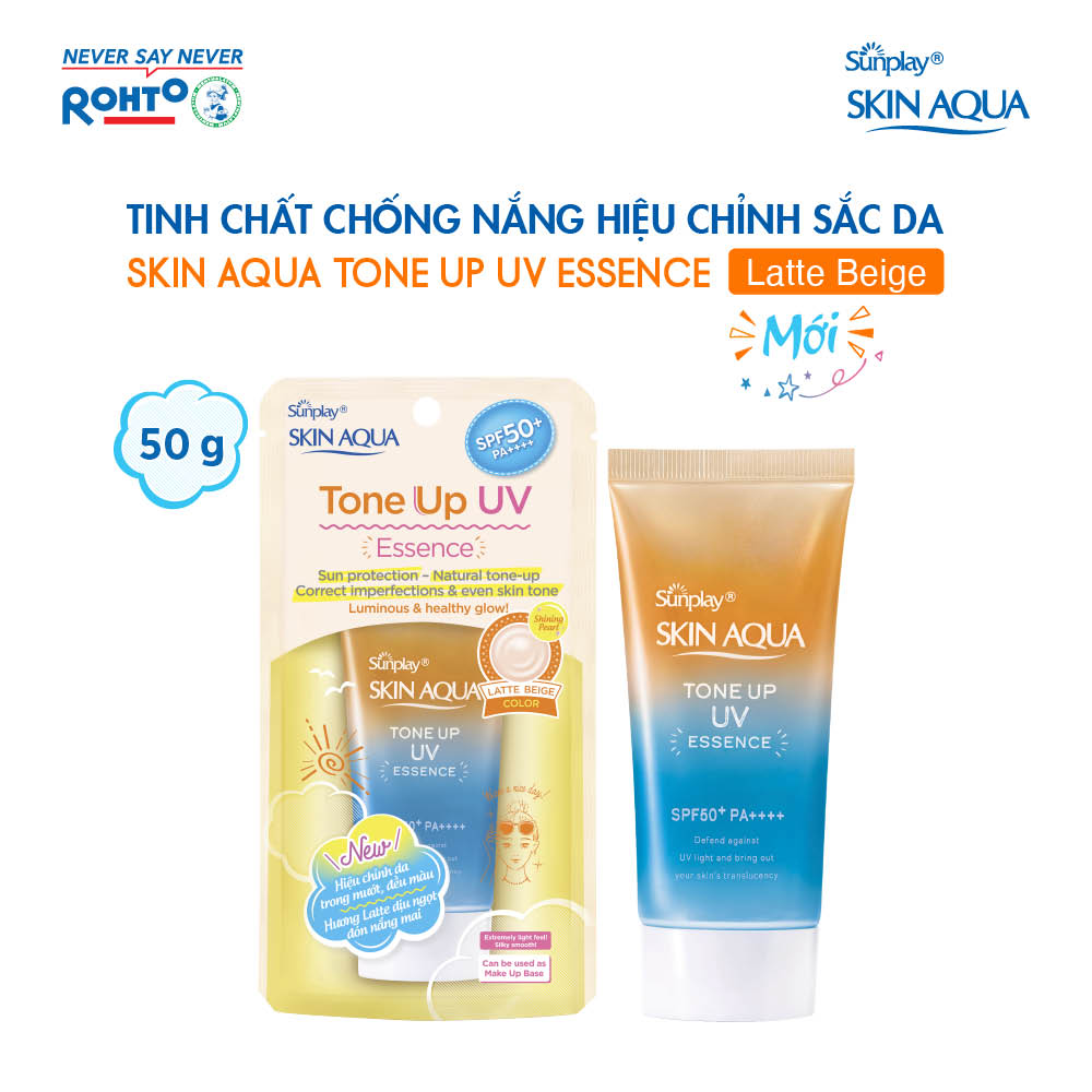 Tinh chất chống nắng nâng tông dành cho da khô/ thường Sunplay Skin Aqua Tone Up UV Essence (Latte Beige) (hiệu chỉnh da trong mướt, đều màu) (50g)