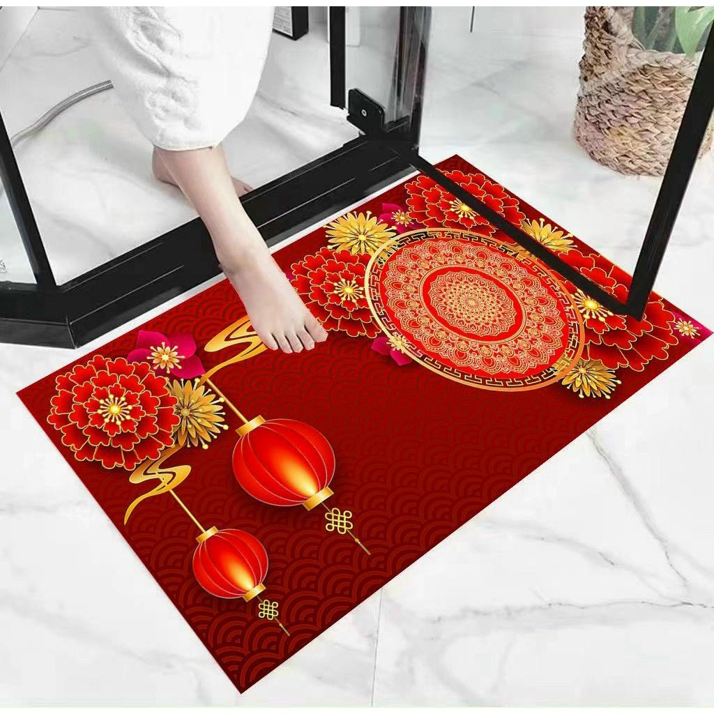 Thảm Chùi Chân Chống Trượt Không Phai Và Chống Bụi Hình Thỏ Năm Mới 2023 Kích Thước 40 * 60CM