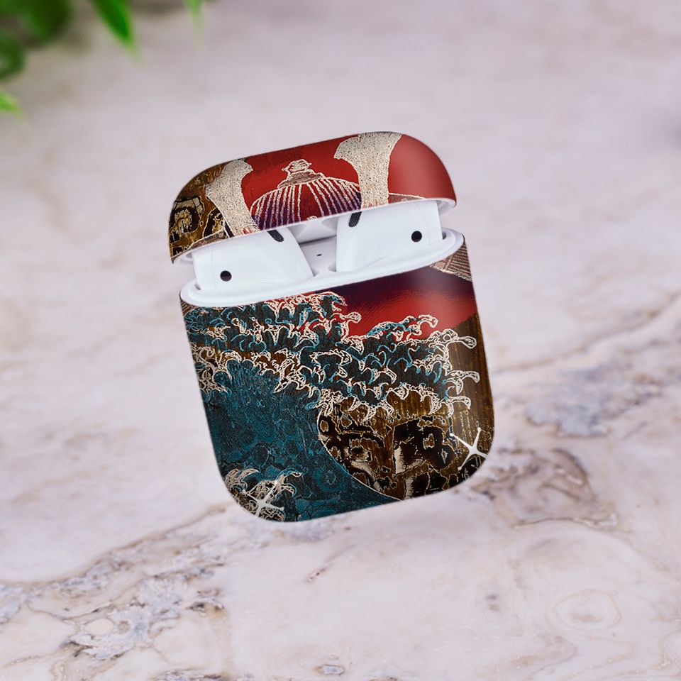 Miếng dán skin chống bẩn cho tai nghe AirPods in hình Áo Giáp Samurai - lsm001 (bản không dây 1 và 2)