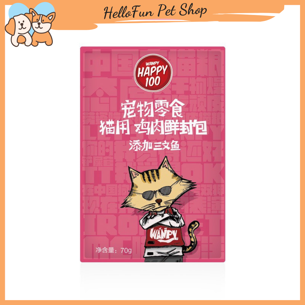 Pate Wanpy Happy 100 cho mèo (70gr) - Thức ăn ướt cho mèo thơm ngon bổ dưỡng