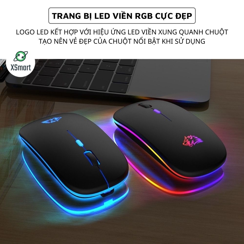 Chuột Không Dây Máy Tính XSmart A2Pro Có Led Đổi Màu Pin Sạc Dùng Văn Phòng, Chơi Game, Làm Việc Cực Chất - Hàng Chính Hãng