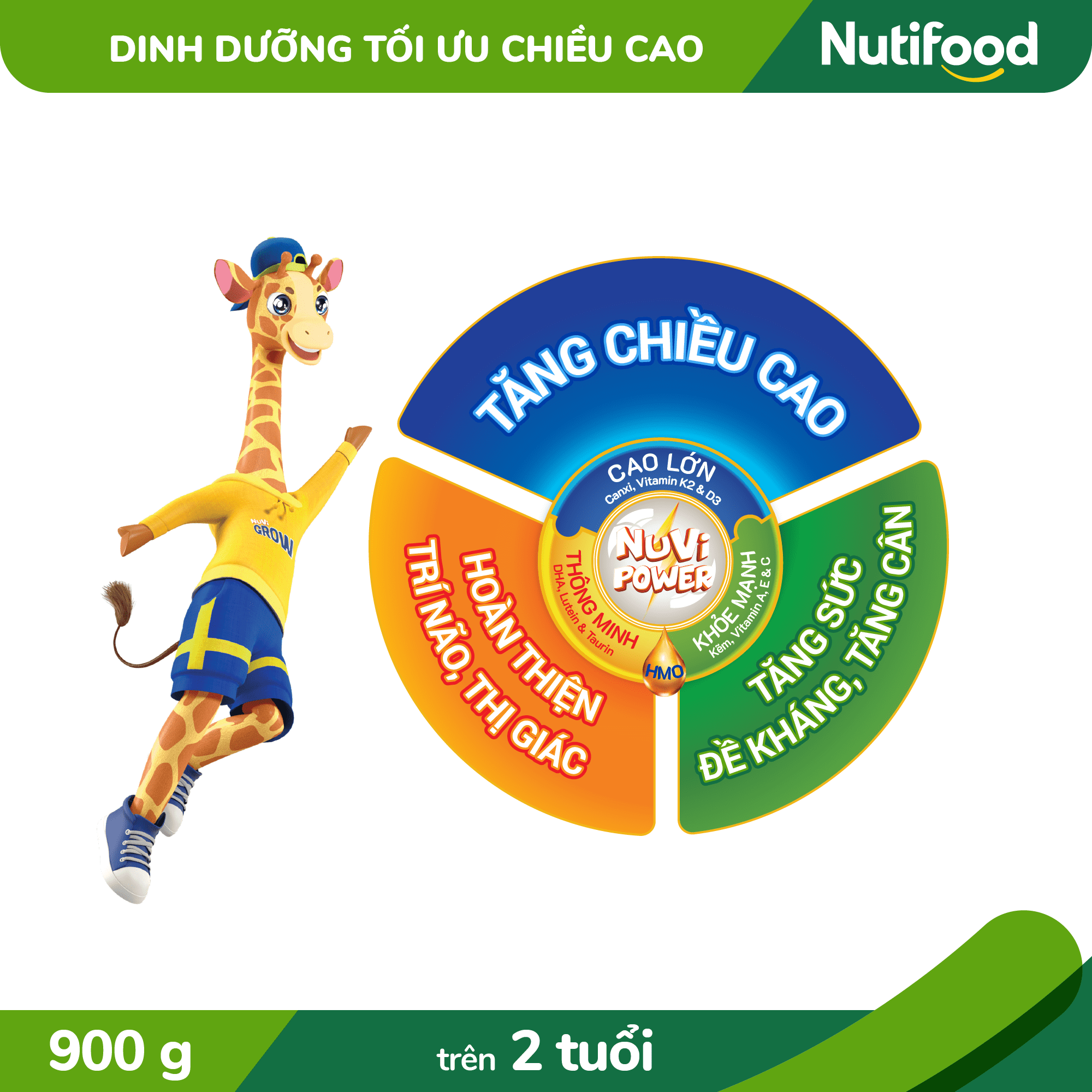 Sữa Bột Nuvi Grow Trên 2 Tuổi Lon 900g - Phát Triển Chiều Cao