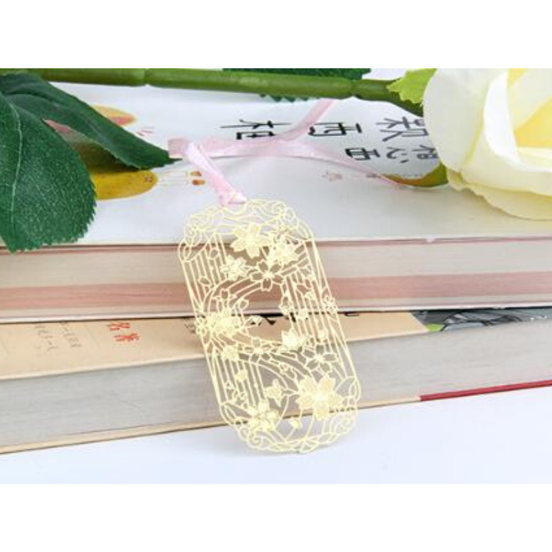 Bookmark kim loại đánh dấu trang sách cổ trang sakura
