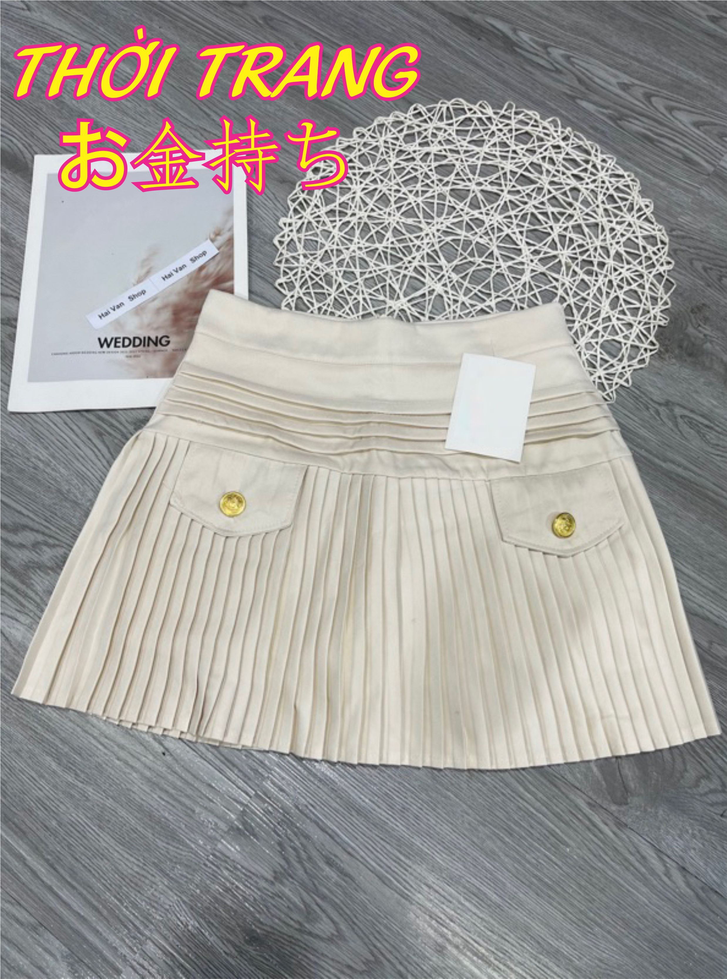 Chân váy xếp ly nắp túi lên dáng sang chảnh có lót quần trong 168