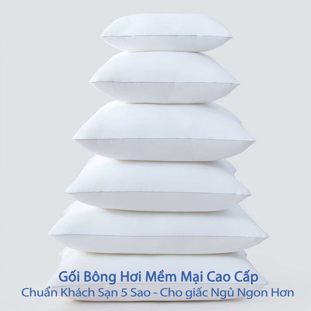 Gối Bông Hơi Cao Cấp Gối Hơi Nằm Ngủ Mềm Mại Kê Chống Mỏi Cổ Ruột Gối Bông Gòn Tư Nhiên Cao Cấp Cho Người Lớn 50x70 và 40x60