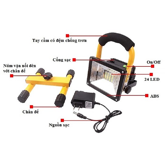 Đèn pin siêu bền, xách tay sạc điện siêu sáng, tích hợp đèn báo SOS - Đèn vuông