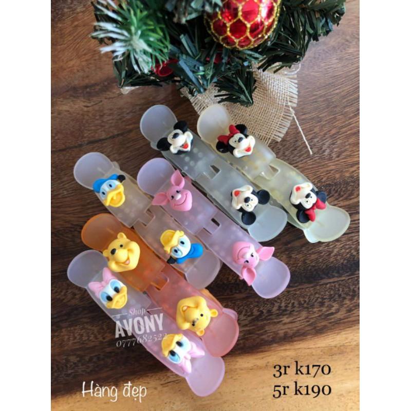 Kẹp càng cua 3 - 5 răng nhựa nhám trong đính icon Disney cao cấp