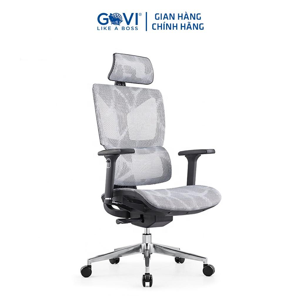 Ghế công thái học Ergonomic GOVI Plato PL11 - Tựa đầu điều chỉnh độ cao, tựa tay 3D nâng hạ, mâm ghế ngả 90-135 độ