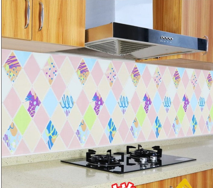 Cuộn 3 Mét Decal Giấy Dán Bếp Tráng Nhôm Cách Nhiệt Ô Hồng