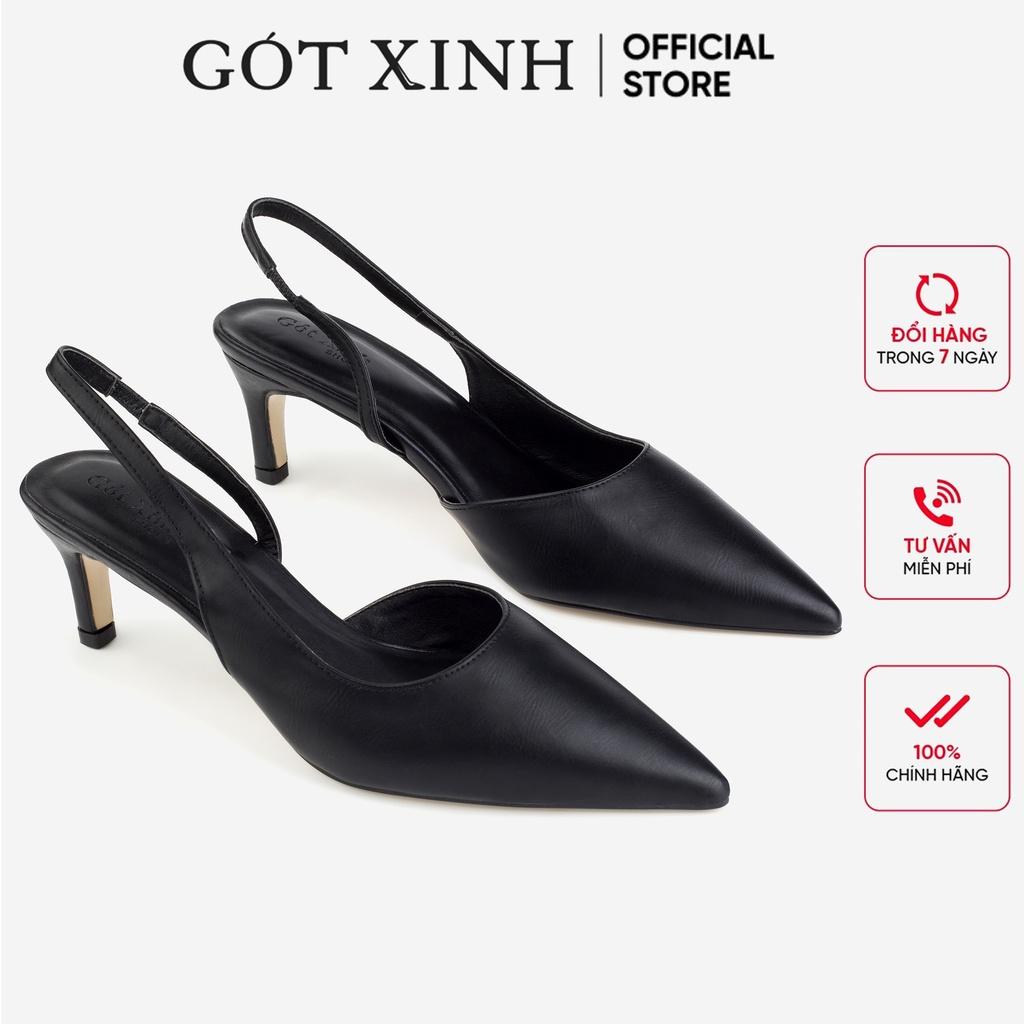 Giày cao gót nữ GÓT XINH G2 da mềm cao 7cm gót nhọn hở gót