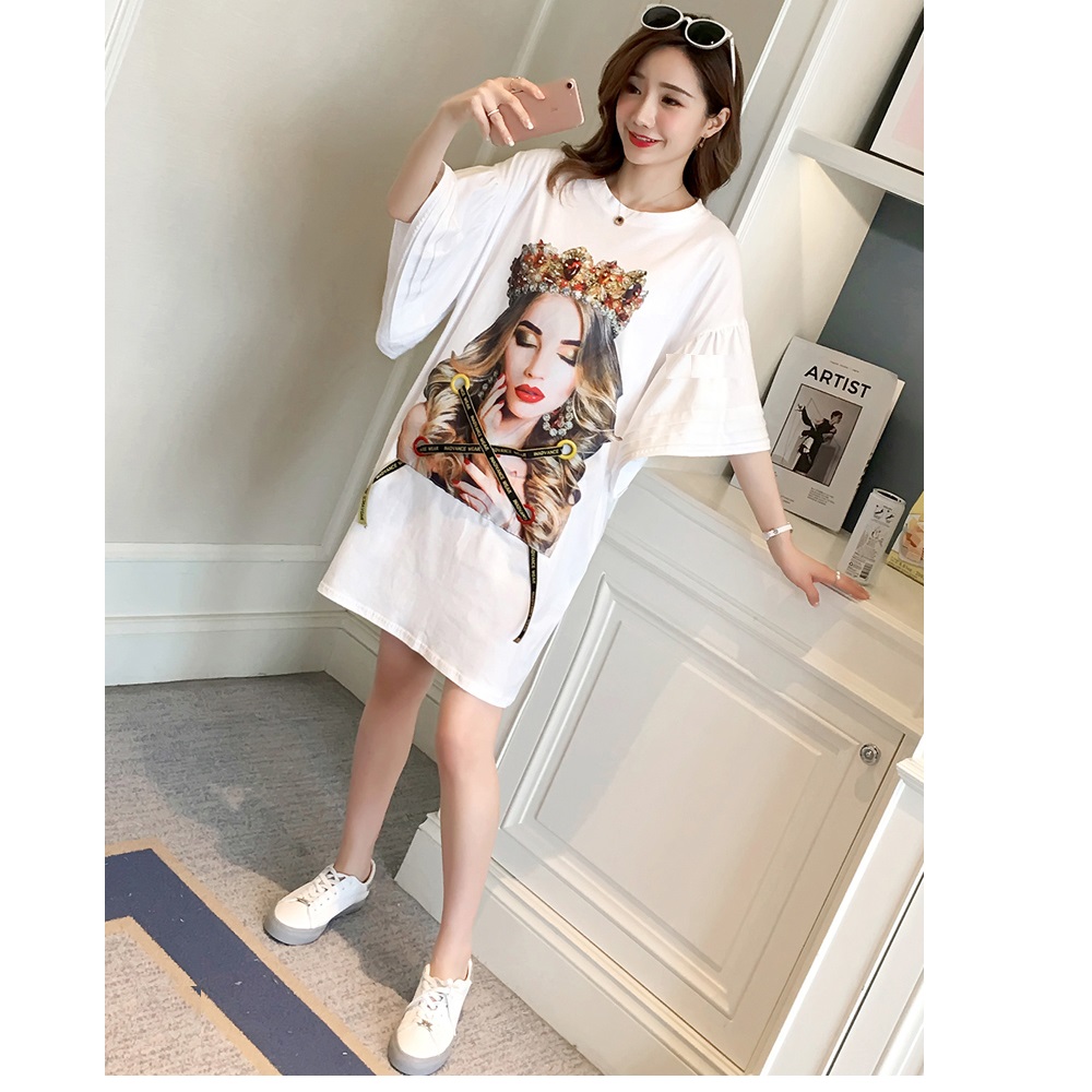 ĐẦM BẦU COTTON DÁNG SUÔNG THỤNG -TAY CÁNH RƠI DỄ THƯƠNG DR2502