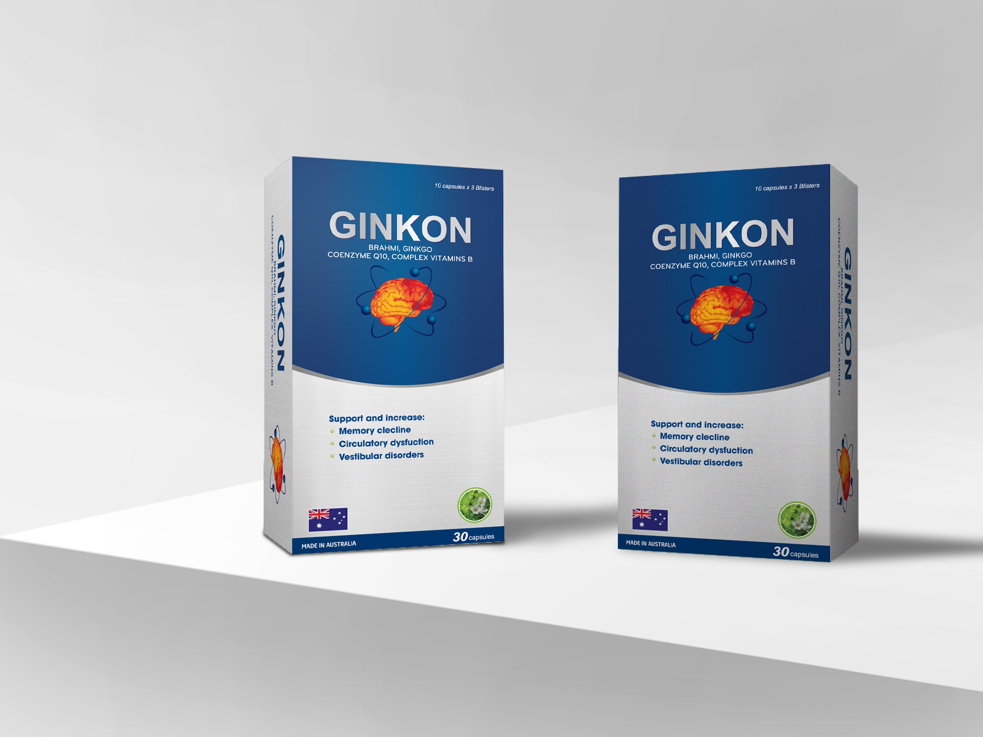 COMBO 2 bộ sản phẩm GINKON bổ não Úc giảm rối loạn tiền đình, tăng cường lưu thông máu, mỗi hộp 30 viên